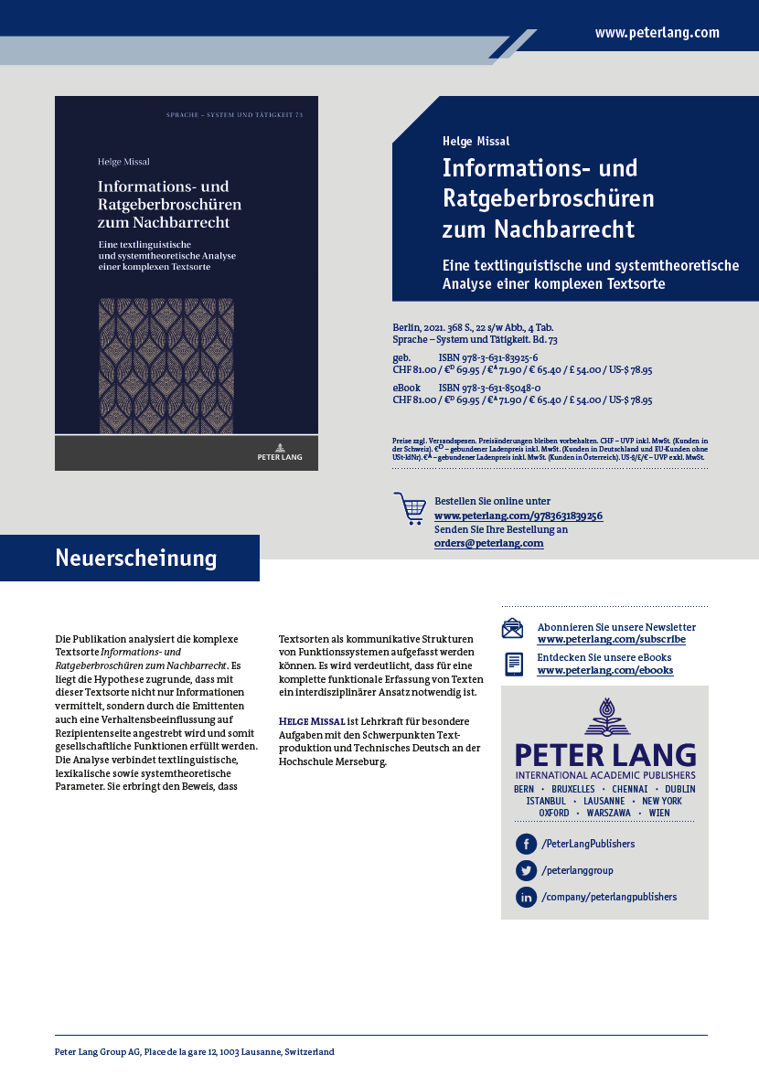 Flyer zur Publikations Informations- und Ratgeberbroschüren zum Nachbarrecht